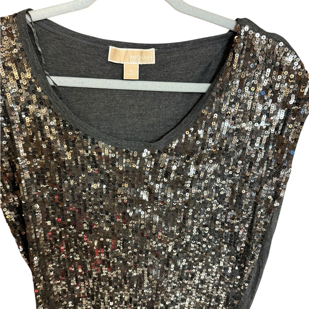 Michael Kors Black and Silver Sequin Blouse